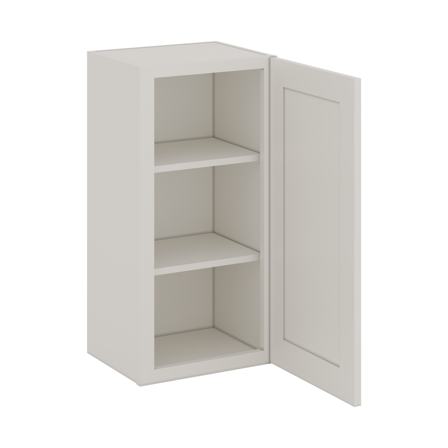 30" Tall 2WS White Shaker 1-1/4" Overlay Wall Cabinet - Single Door 9", 12", 15", 18", 21" WIde