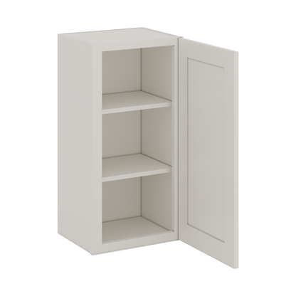 30" Tall 2WS White Shaker 1-1/4" Overlay Wall Cabinet - Single Door 9", 12", 15", 18", 21" WIde
