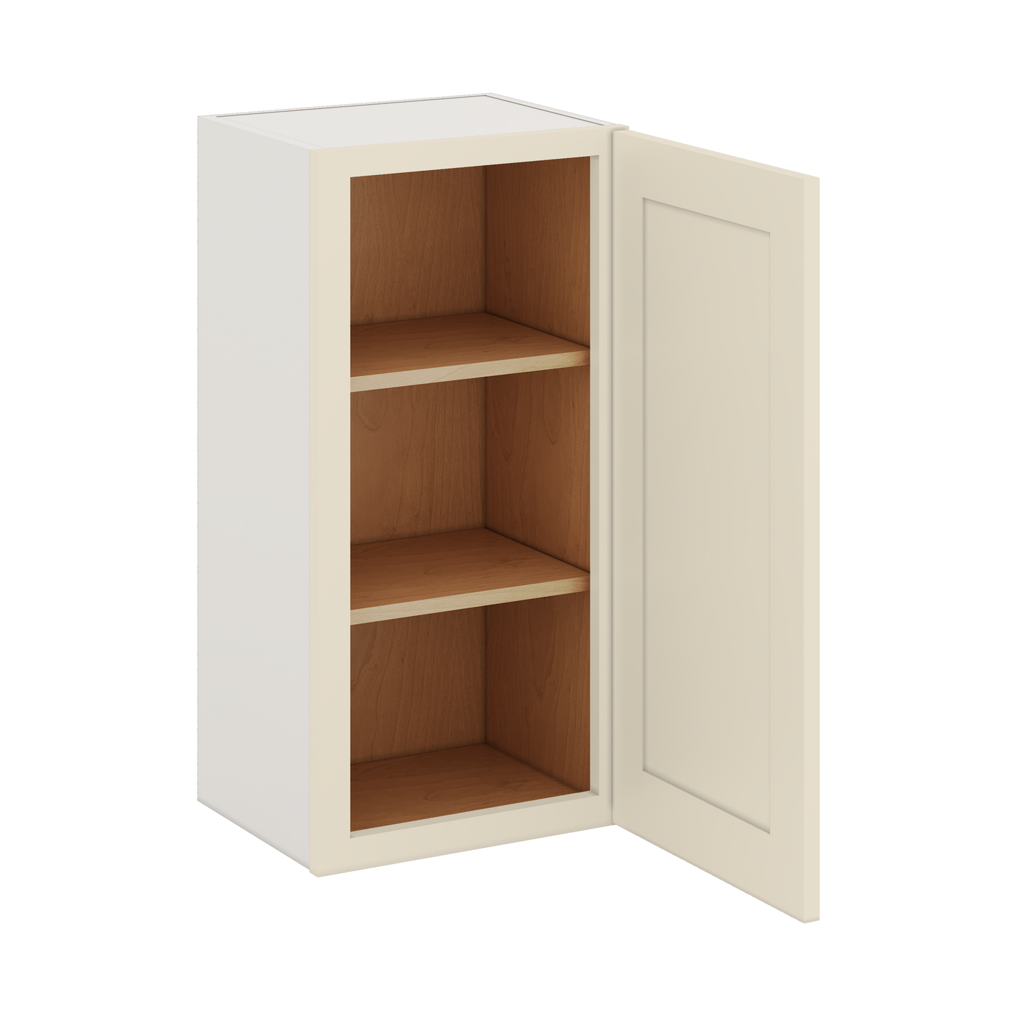 30" Tall Manhattan Cream Shaker 1-1/4" Overlay Wall Cabinet - Single Door 9", 12", 15", 18", 21" WIde