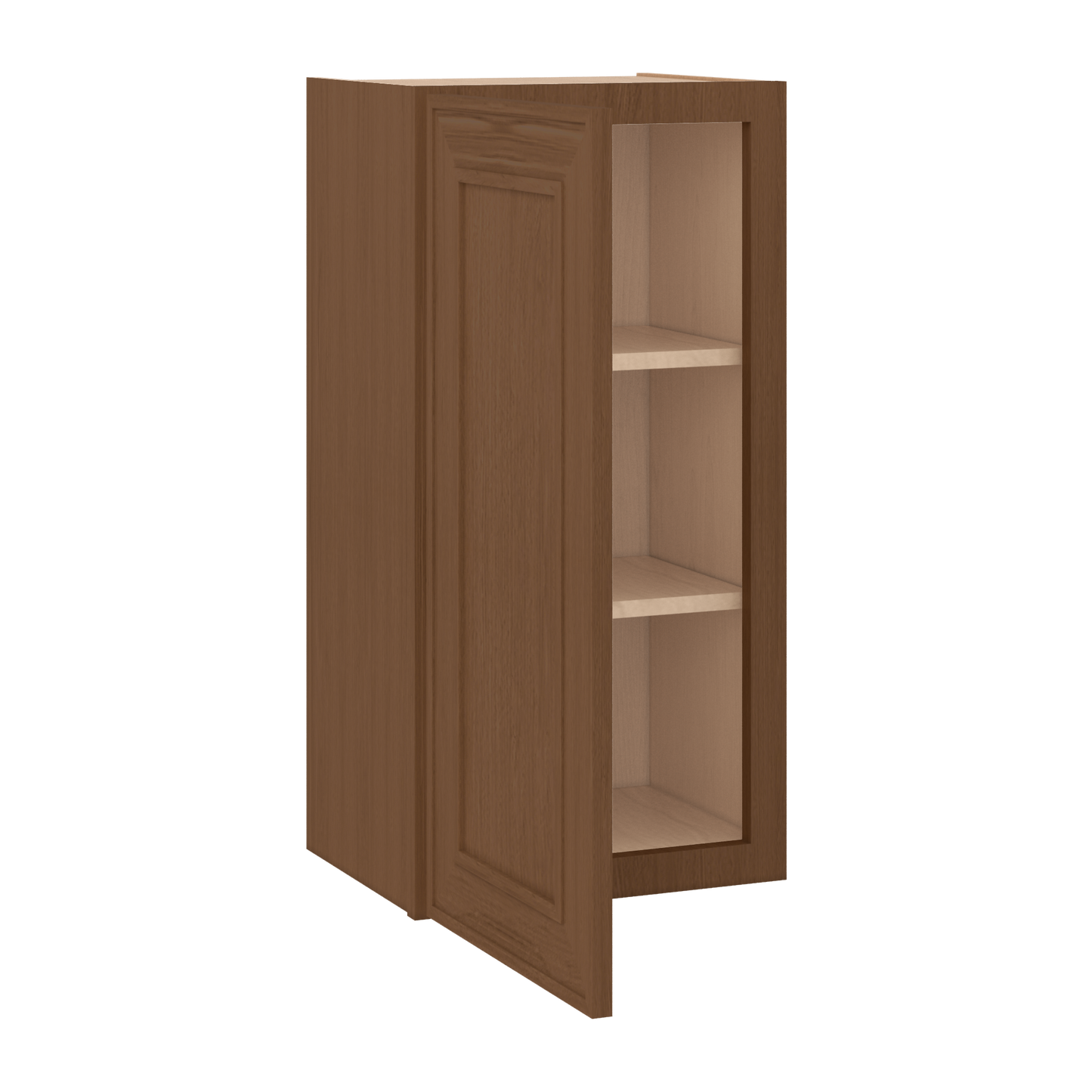 30" Tall Single Door 9", 12", 15", 18" & 21" Wall Cabinet Elegant Craftsman Mocha Shaker 1-1/4" Overlay Shaker