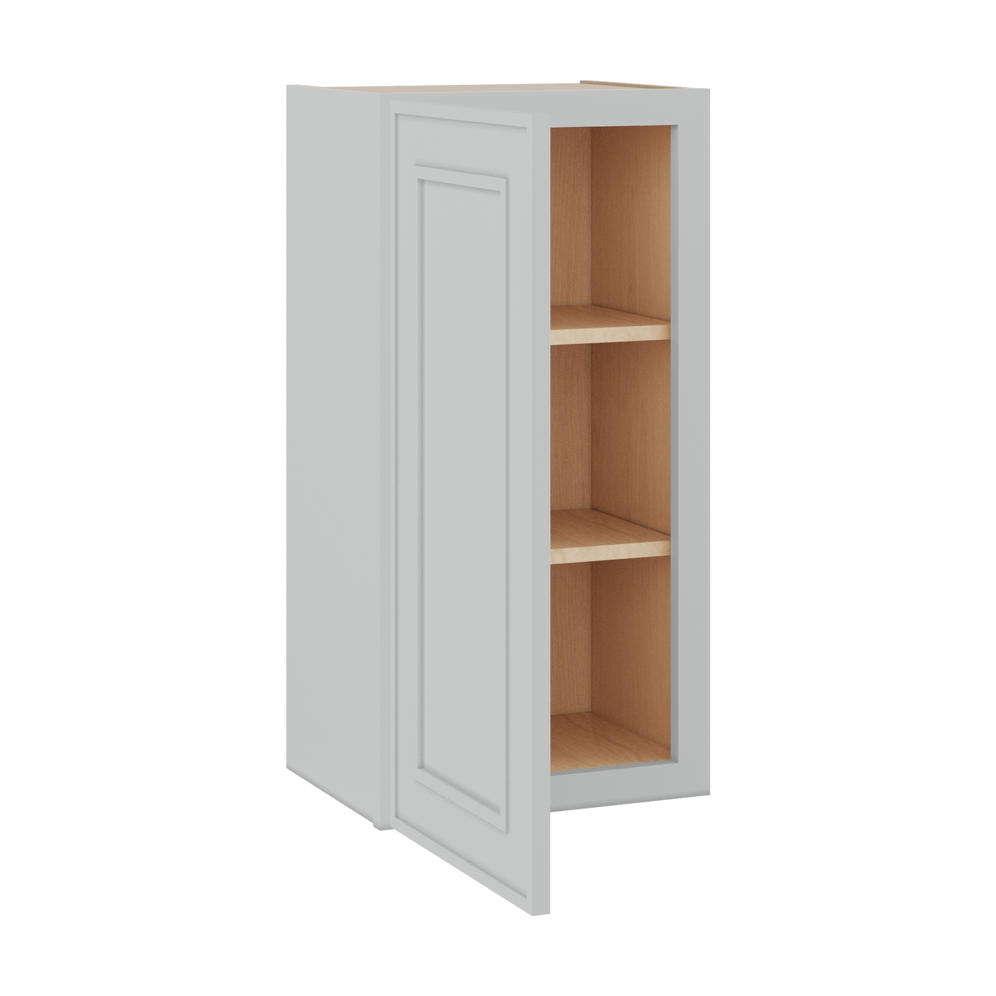 30" Tall Single Door 9", 12", 15", 18" & 21" Wall Cabinet White Elegant Oak Craftsman Shaker 1-1/4" Overlay Shaker