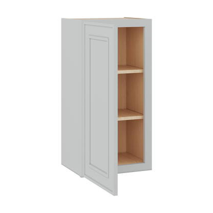 30" Tall Single Door 9", 12", 15", 18" & 21" Wall Cabinet White Elegant Oak Craftsman Shaker 1-1/4" Overlay Shaker