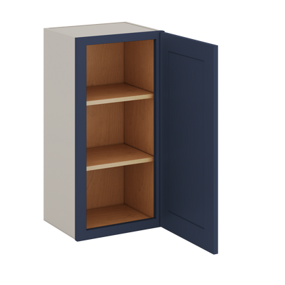 30" Tall NB29- Naval Blue Shaker 1-1/4" Overlay Wall Cabinet - Single Door 9", 12", 15", 18", 21" WIde