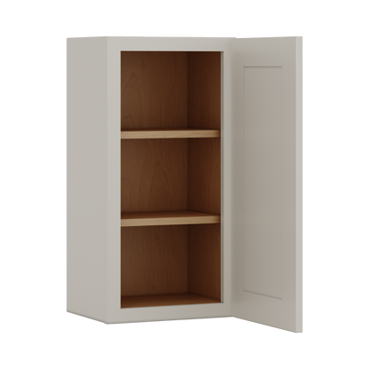 30" Tall 27LGDS Laguna Gray Double Shaker Wall Cabinet - Single Door 9", 12", 15", 18", 21" WIde