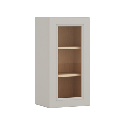 30" Tall 27LGDS Laguna Gray Double Shaker Glass Ready Wall Cabinet - Single Door 9", 12", 15", 18", 21" WIde