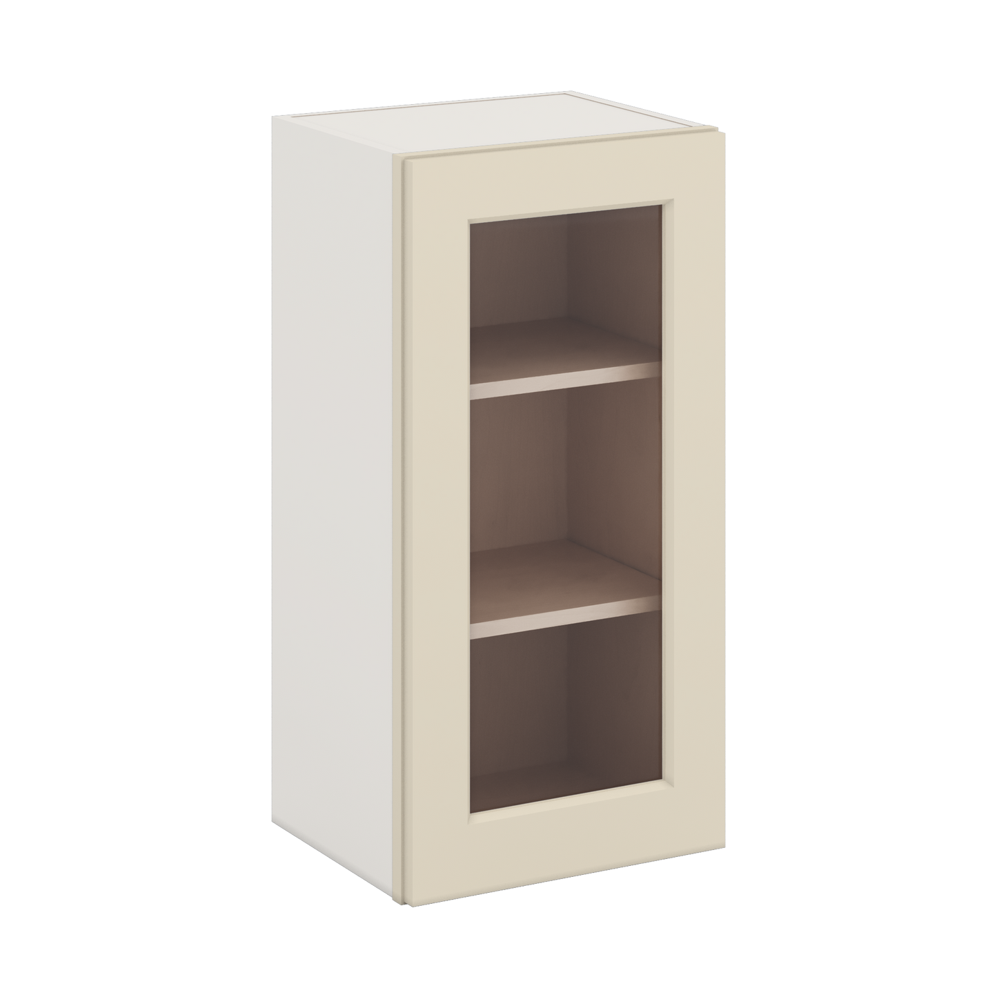 30" Tall Manhattan Cream Shaker 1-1/4" Overlay Glass Ready Wall Cabinet - Single Door 9", 12", 15", 18", 21" WIde