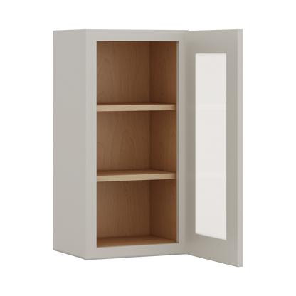 30" Tall 27LGDS Laguna Gray Double Shaker Glass Ready Wall Cabinet - Single Door 9", 12", 15", 18", 21" WIde