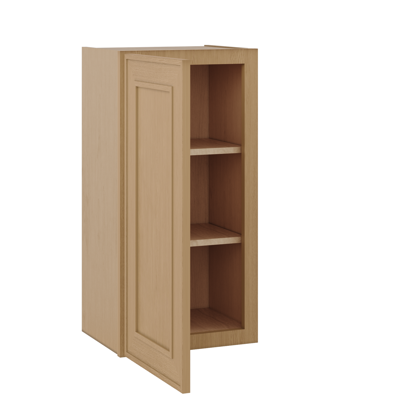 30" Tall Single Door 9", 12", 15", 18" & 21" Wall Cabinet Elegant Oak Craftsman Shaker 1-1/4" Overlay Shaker