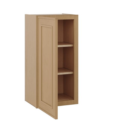 30" Tall Single Door 9", 12", 15", 18" & 21" Wall Cabinet Elegant Oak Craftsman Shaker 1-1/4" Overlay Shaker