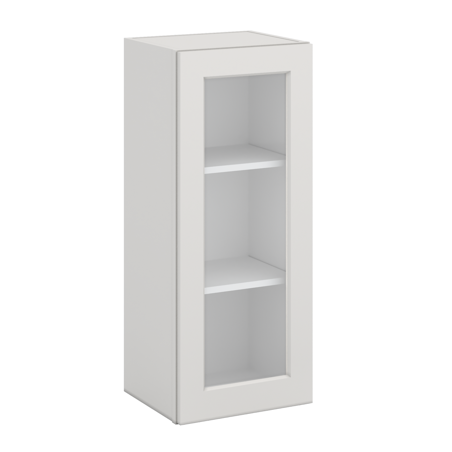 36" Tall 2WS White Shaker 1-1/4" Overlay Glass Ready Wall Cabinet - Single Door 9", 12", 15", 18", 21"