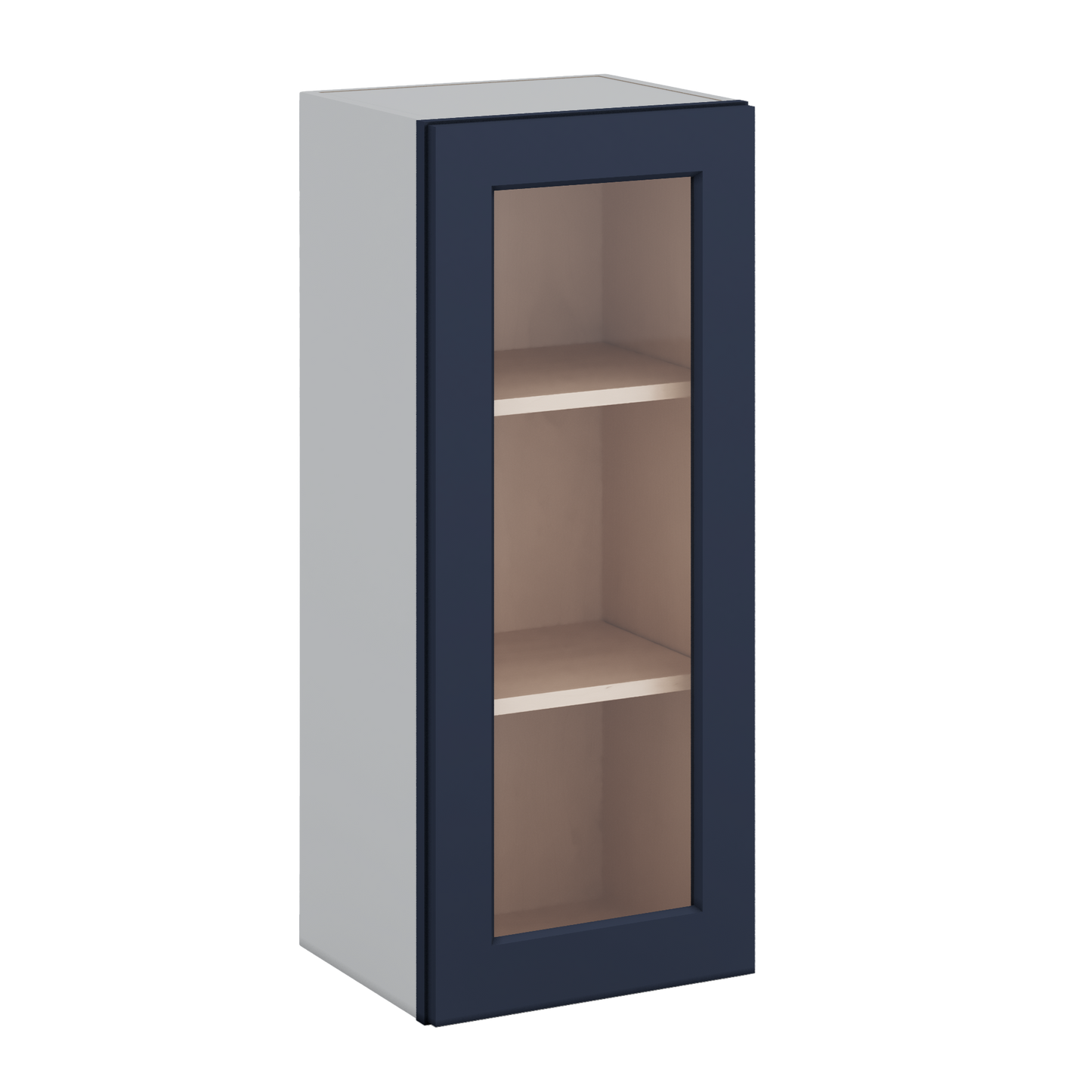 36" Tall NB29 Naval Blue Shaker 1-1/4" Overlay Glass Ready Wall Cabinet - Single Door 9", 12", 15", 18", 21"