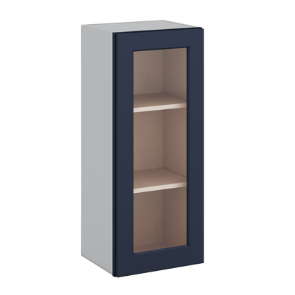 36" Tall NB29 Naval Blue Shaker 1-1/4" Overlay Glass Ready Wall Cabinet - Single Door 9", 12", 15", 18", 21"