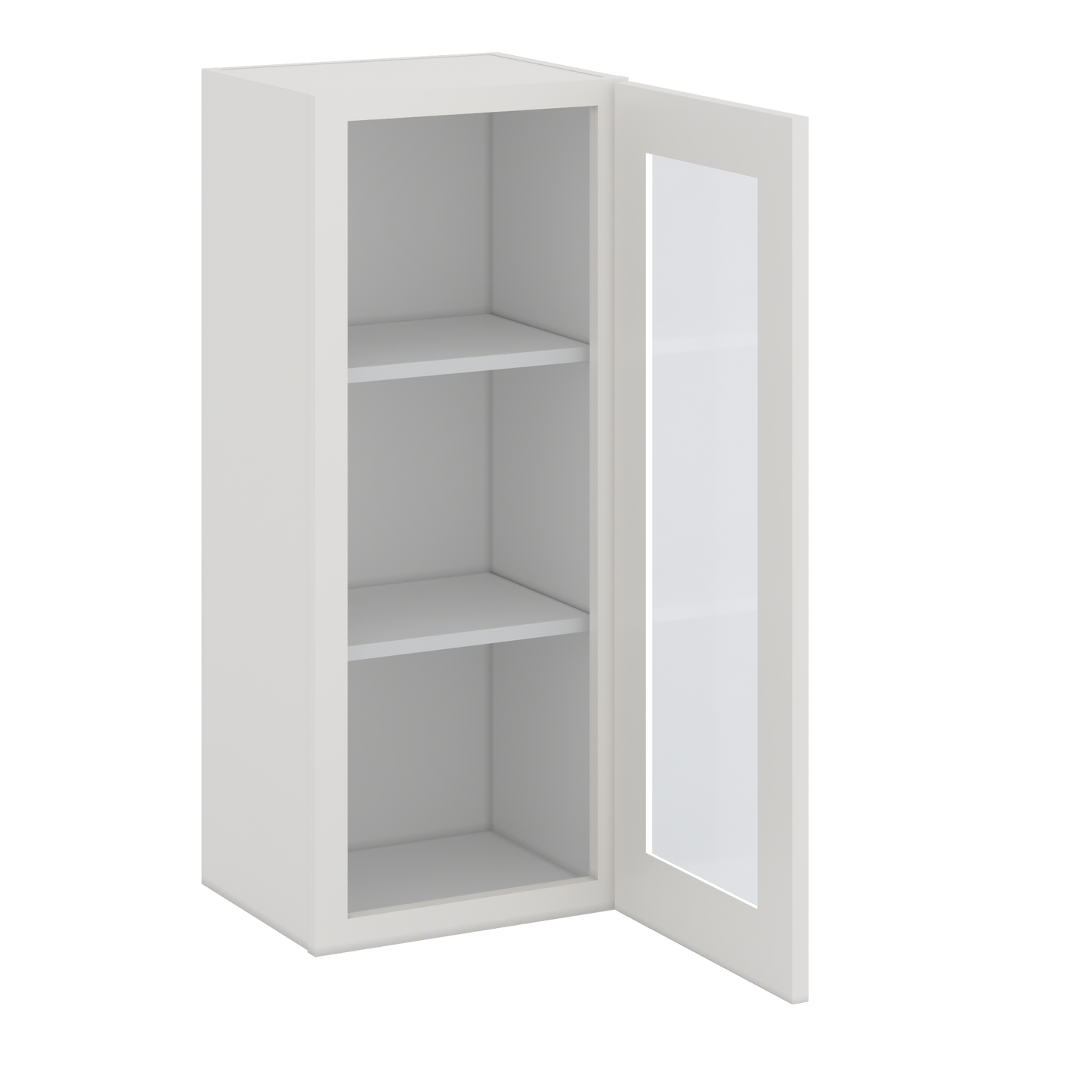 36" Tall 2WS White Shaker 1-1/4" Overlay Glass Ready Wall Cabinet - Single Door 9", 12", 15", 18", 21"