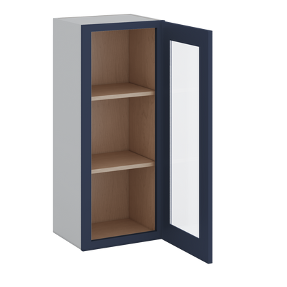 36" Tall NB29 Naval Blue Shaker 1-1/4" Overlay Glass Ready Wall Cabinet - Single Door 9", 12", 15", 18", 21"