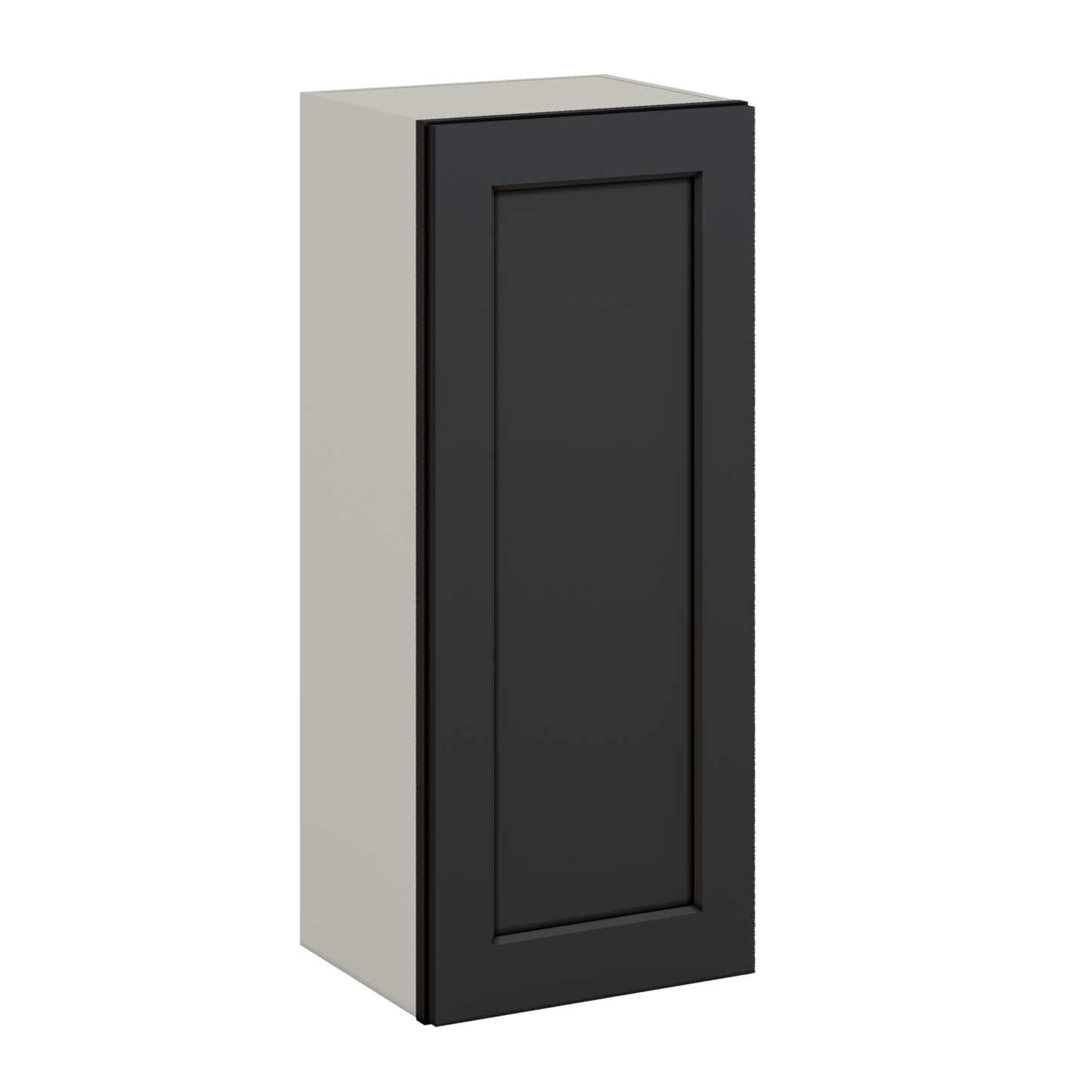 36" Tall 15HNS Hermosa Noir Black Shaker 1-1/4" Overlay Wall Cabinet - Single Door 9", 12", 15", 18", 21"