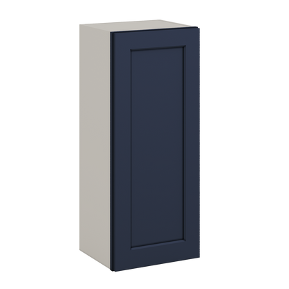 36" Tall NB29 Naval Blue Shaker 1-1/4" Overlay Wall Cabinet - Single Door 9", 12", 15", 18", 21"