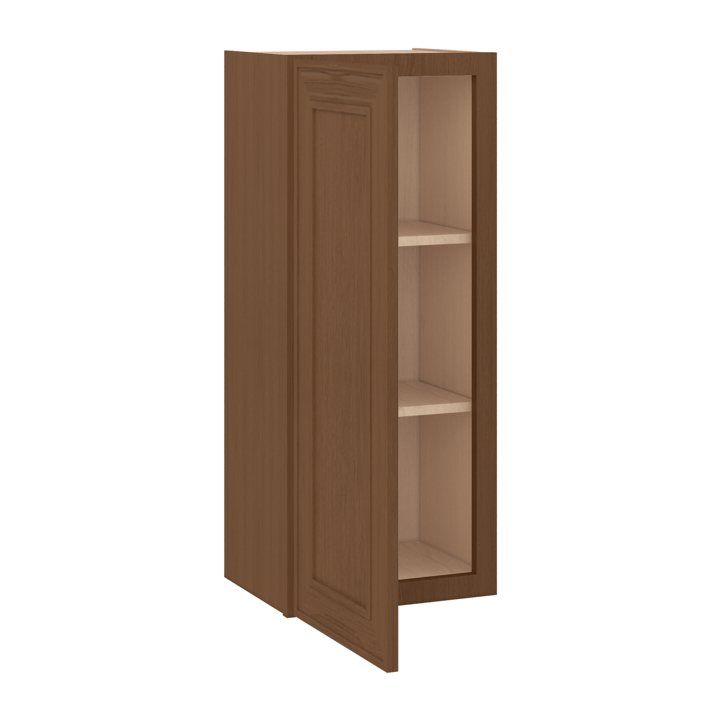 36" Tall Single Door 9", 12", 15", 18" & 21" Mocha Elegant Oak 1-1/4" Overlay Shaker Wall Cabinet