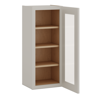 36" Tall 27LGDS Laguna Gray Double Shaker Glass Ready Wall Cabinet - Single Door 9", 12", 15", 18", 21"