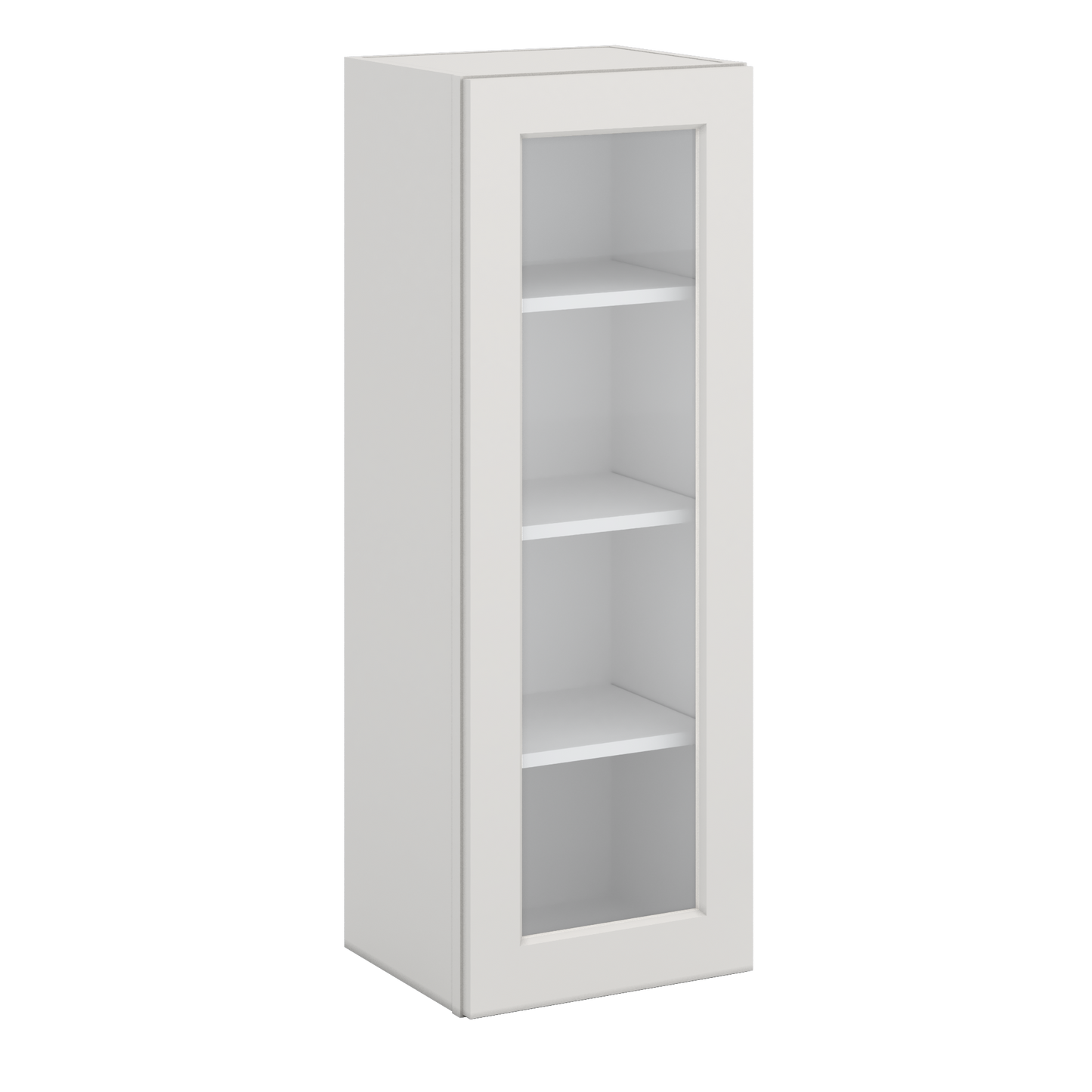 42" Tall 2WS White Shaker 1-1/4" Overlay Glass Ready Wall Cabinet - Single Door 9", 12", 15", 18", 21"