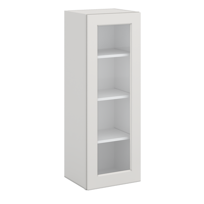 42" Tall 2WS White Shaker 1-1/4" Overlay Glass Ready Wall Cabinet - Single Door 9", 12", 15", 18", 21"