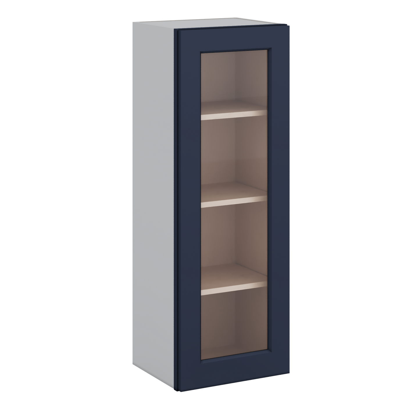 42" Tall NB29 Naval Blue Shaker 1-1/4" Overlay Glass Ready Wall Cabinet - Single Door 9", 12", 15", 18", 21"