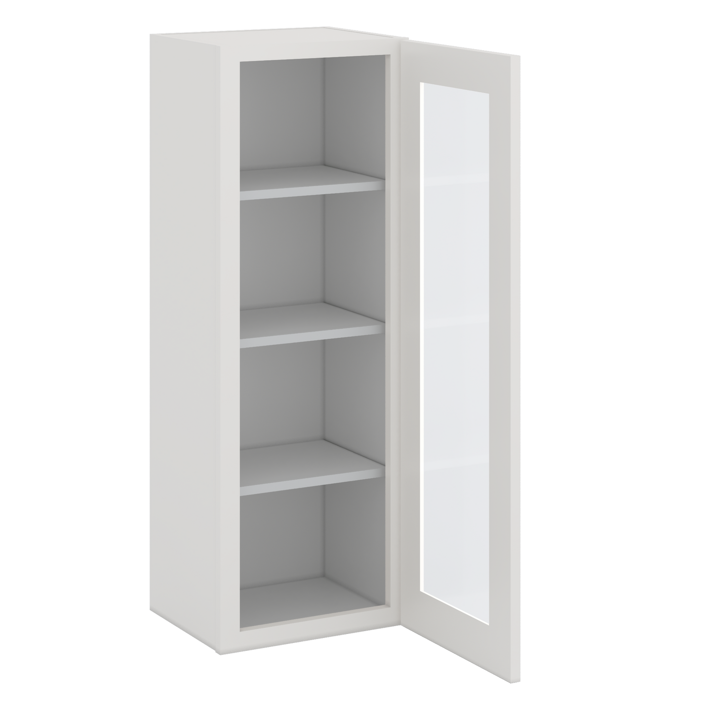 42" Tall 2WS White Shaker 1-1/4" Overlay Glass Ready Wall Cabinet - Single Door 9", 12", 15", 18", 21"