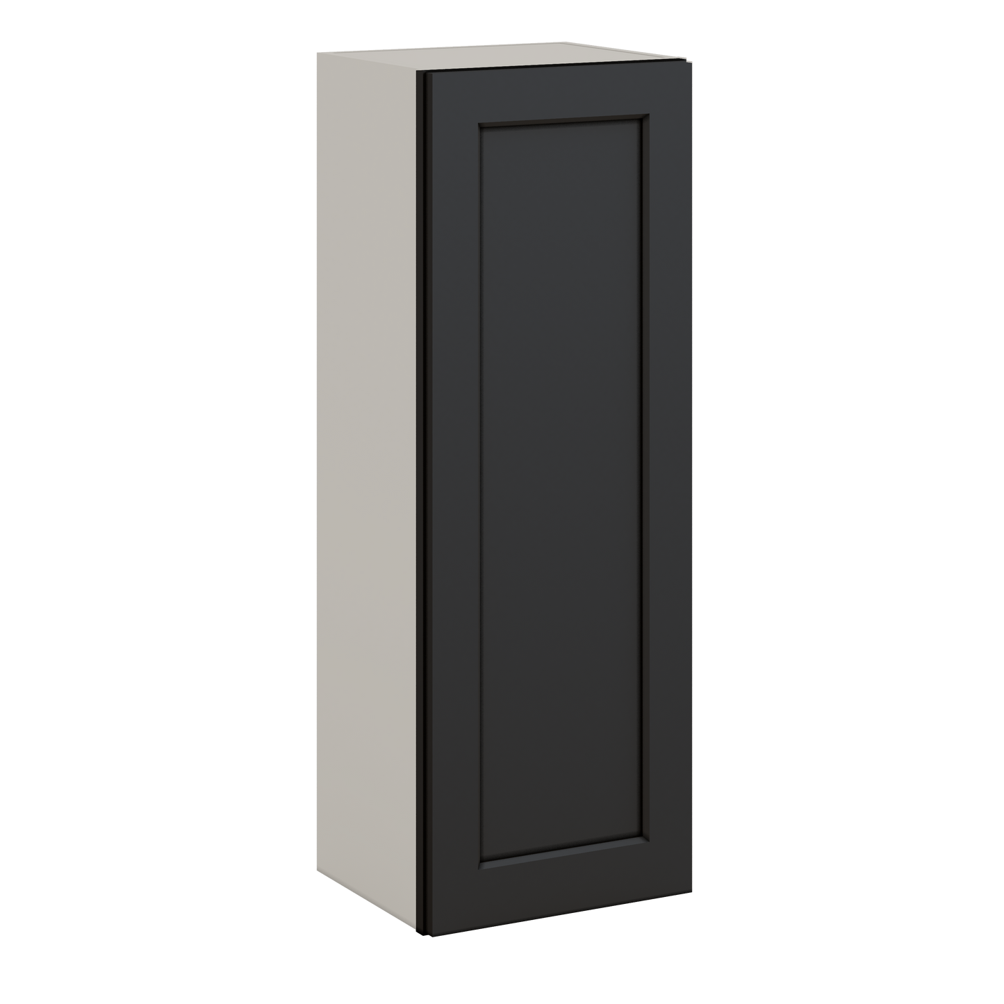 42" Tall 15HNS Hermosa Noir Black Shaker 1-1/4" Overlay Wall Cabinet - Single Door 9", 12", 15", 18", 21"