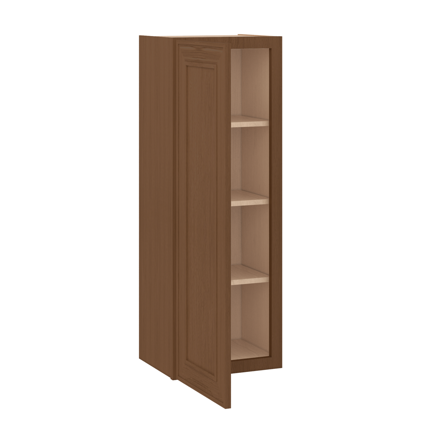 42" Tall Single Door 9", 12", 15", 18" & 21" Elegant Craftsman Mocha Shaker 1-1/4" Overlay Wall Cabinet