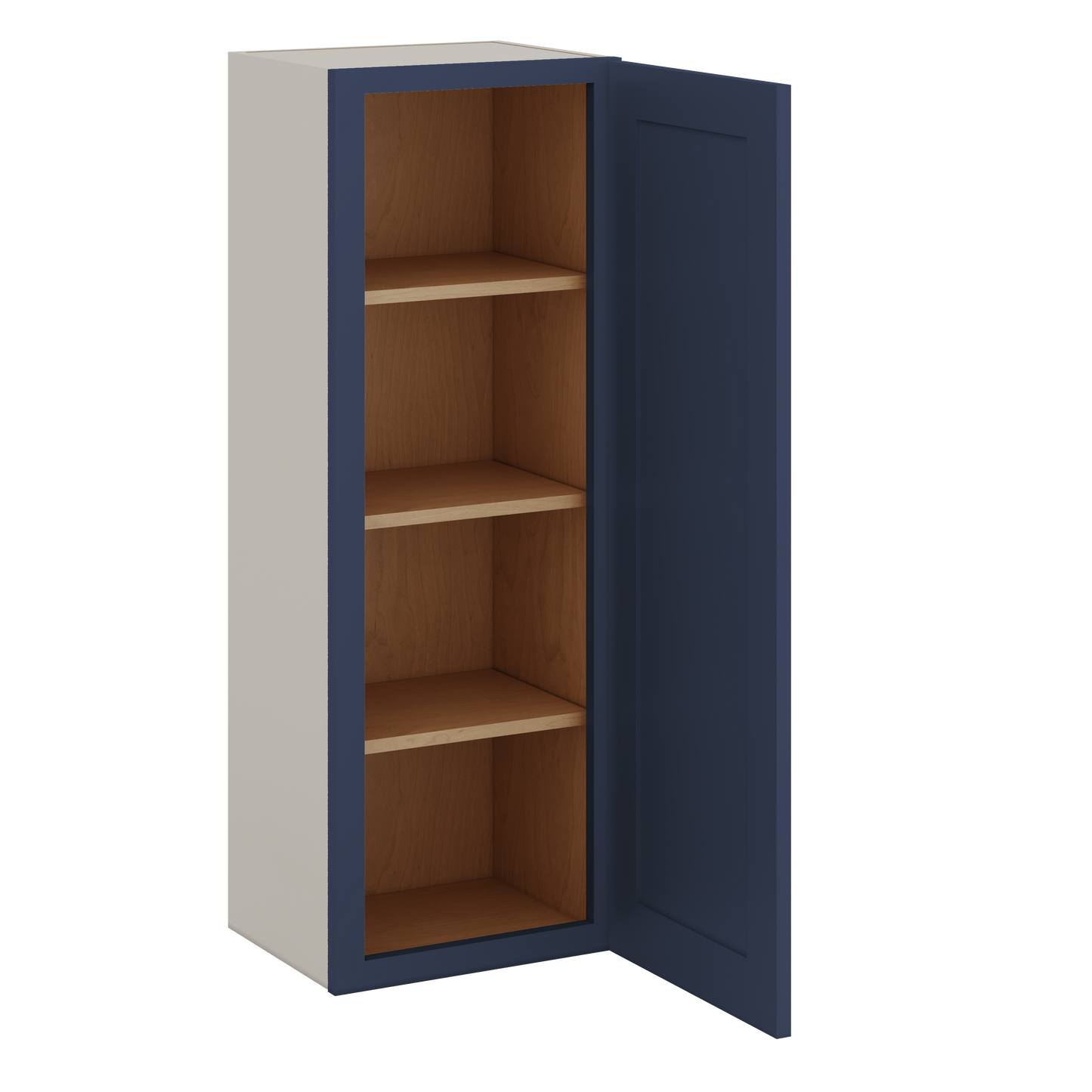 42" Tall NB29 Naval Blue Shaker 1-1/4" Overlay Wall Cabinet - Single Door 9", 12", 15", 18", 21"