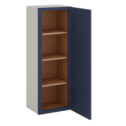 42" Tall NB29 Naval Blue Shaker 1-1/4" Overlay Wall Cabinet - Single Door 9", 12", 15", 18", 21"
