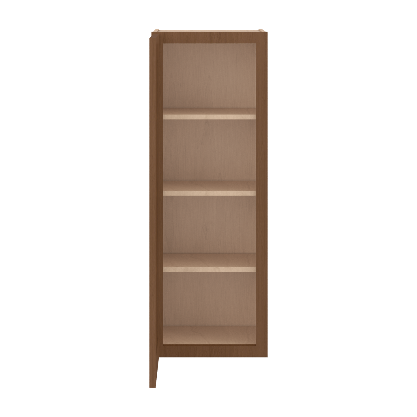 42" Tall Single Door 9", 12", 15", 18" & 21" Elegant Craftsman Mocha Shaker 1-1/4" Overlay Wall Cabinet