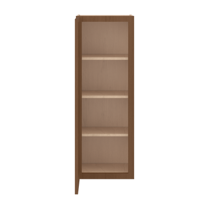 42" Tall Single Door 9", 12", 15", 18" & 21" Elegant Craftsman Mocha Shaker 1-1/4" Overlay Wall Cabinet