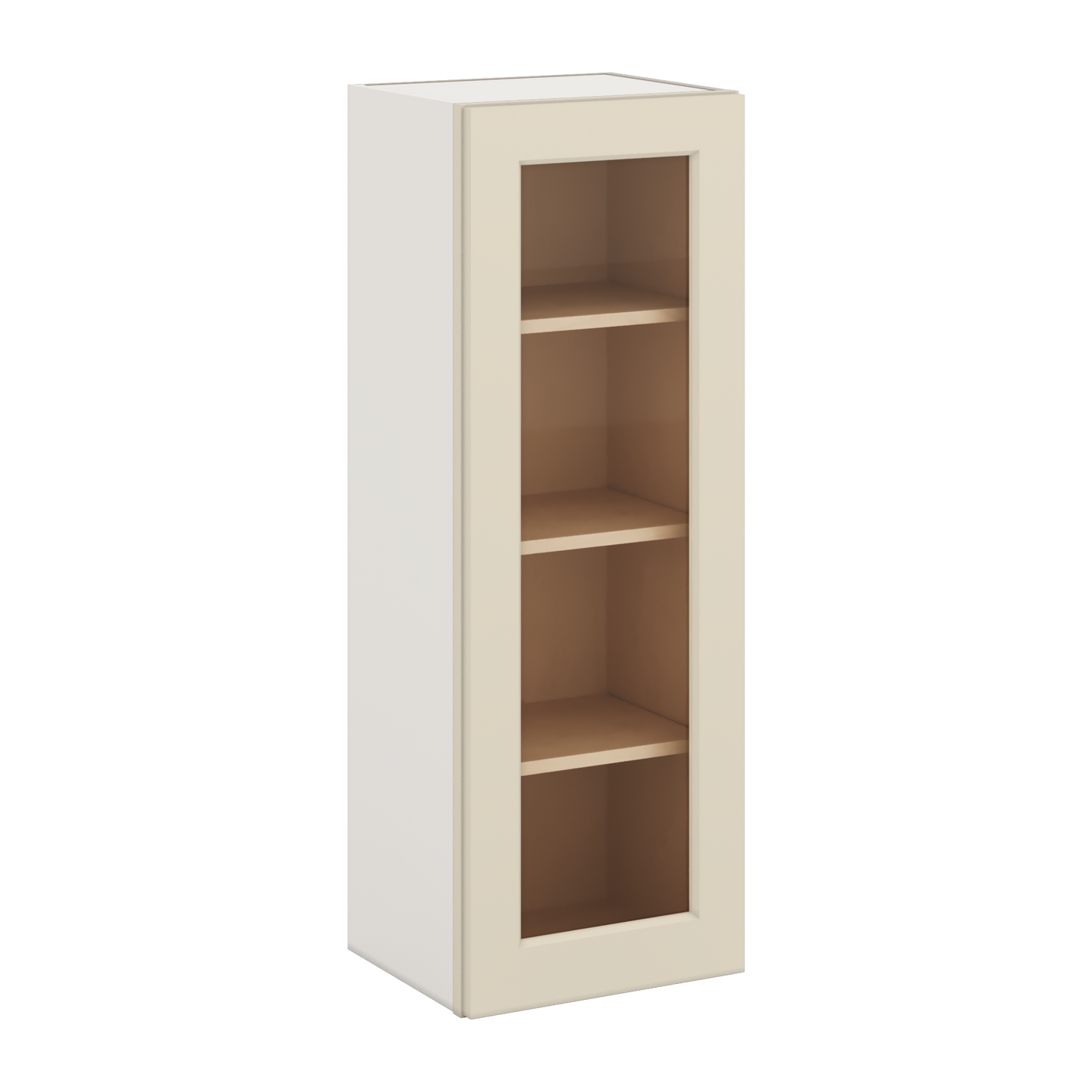 42" Tall Manhattan Cream Shaker 1-1/4" Overlay Glass Ready Wall Cabinet - Single Door 9", 12", 15", 18", 21"