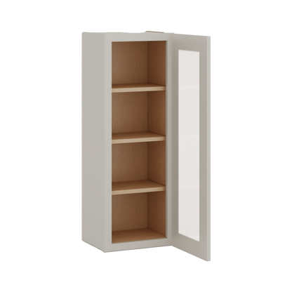 42" Tall 27LGDS Laguna Gray Double Shaker Glass Ready Wall Cabinet - Single Door 9", 12", 15", 18", 21"