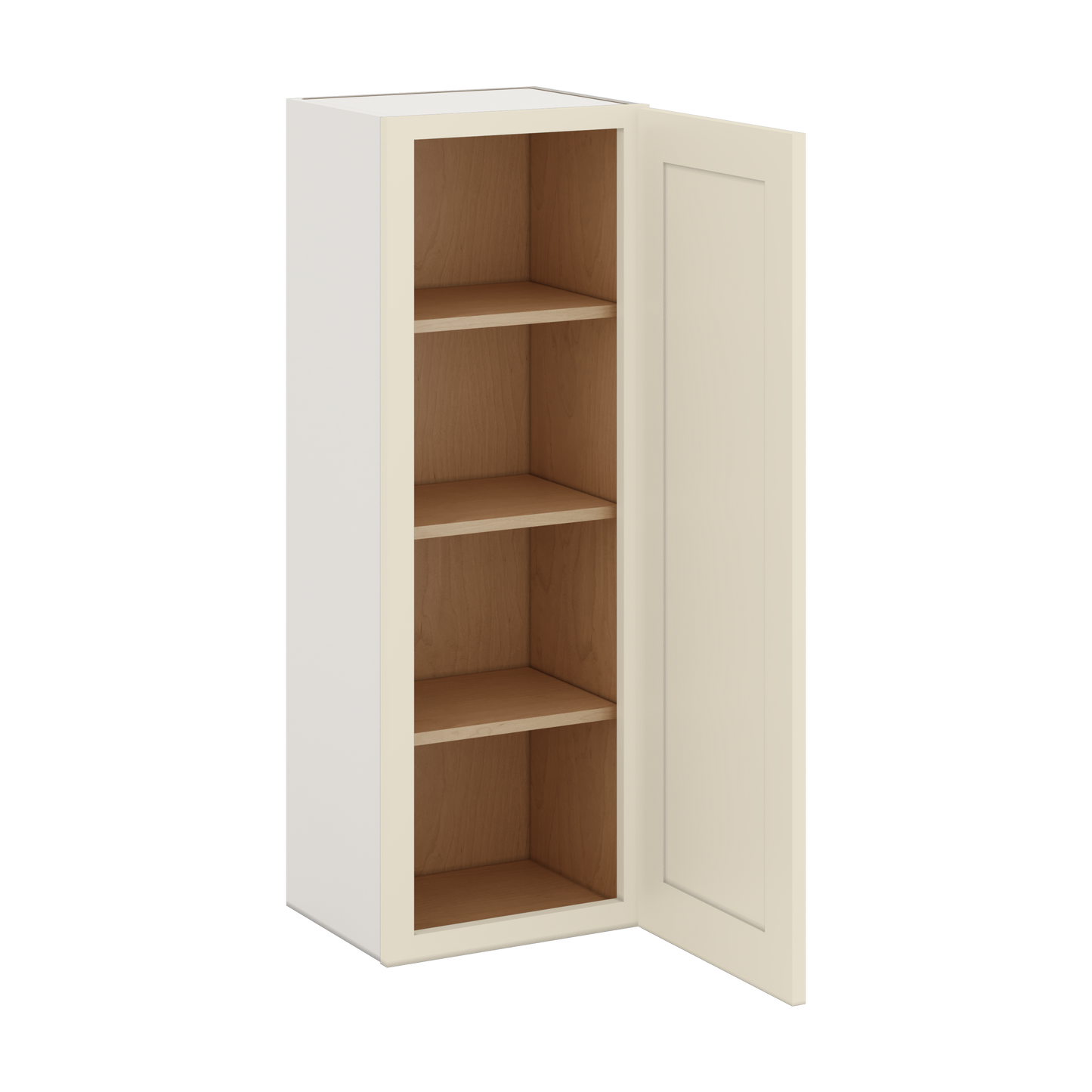 42" Tall Manhattan Cream Shaker 1-1/4" Overlay Wall Cabinet - Single Door 9", 12", 15", 18", 21"