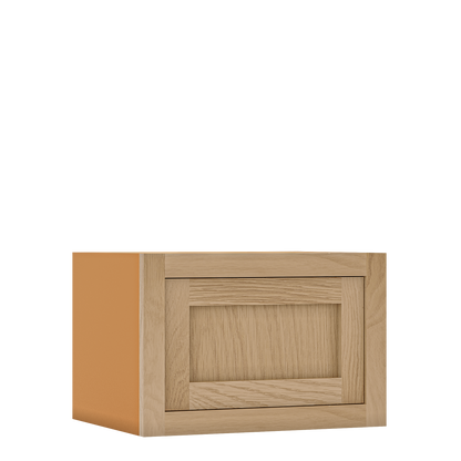 12" Tall Inset Oak Shaker Wall Cabinet - Single Door 9" to 21" Wide - Special Order