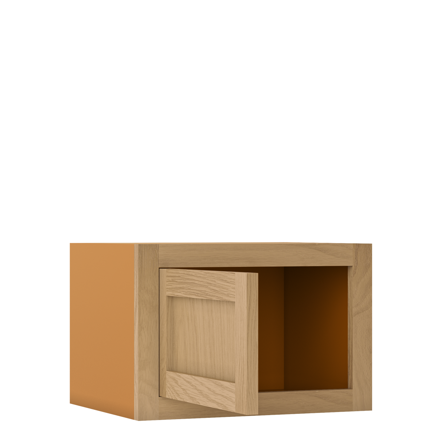 12" Tall Inset Oak Shaker Wall Cabinet - Single Door 9" to 21" Wide - Special Order