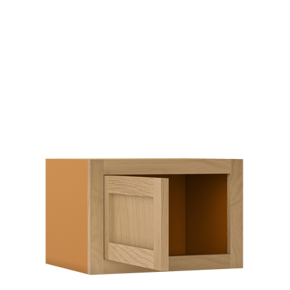 12" Tall Inset Oak Shaker Wall Cabinet - Single Door 9" to 21" Wide - Special Order