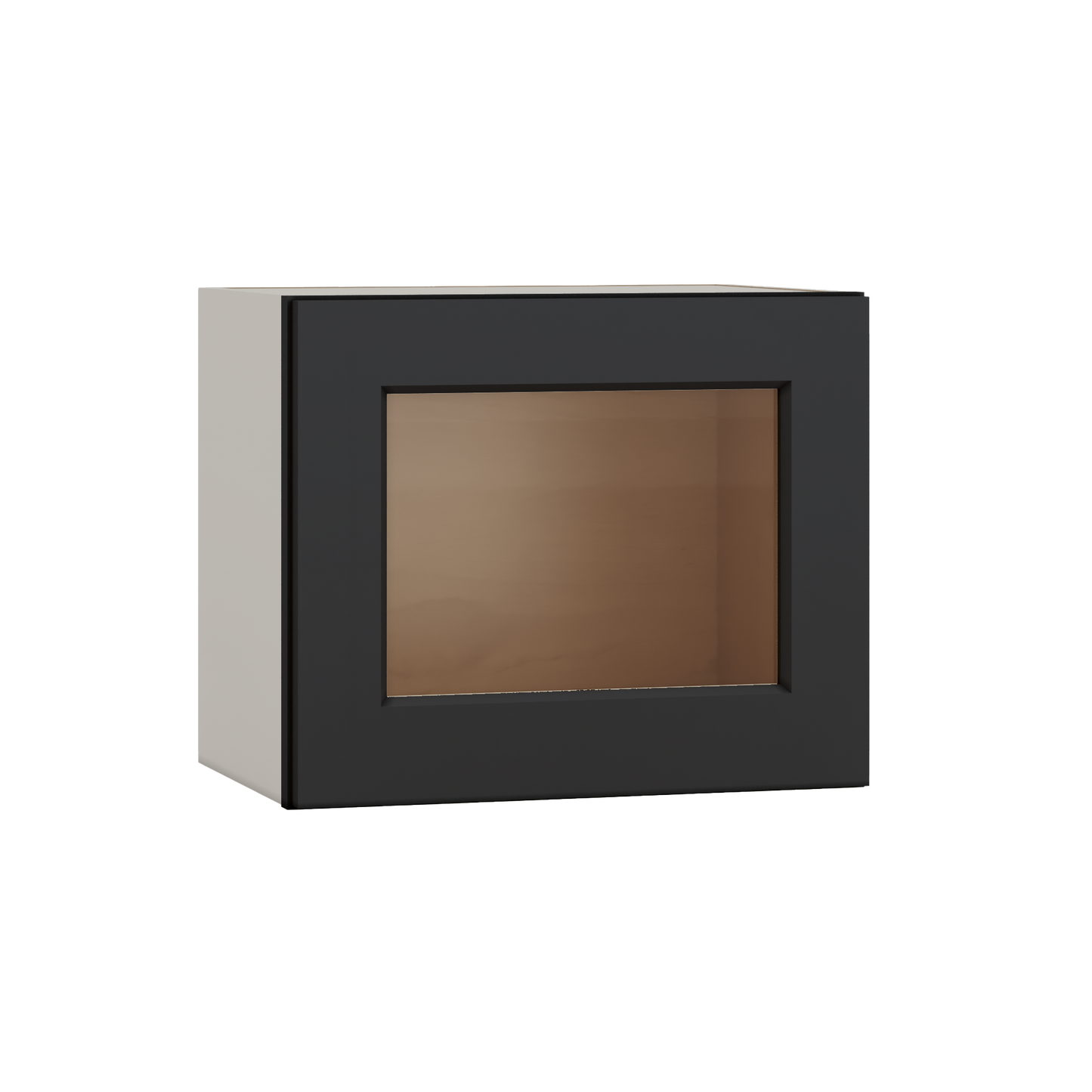 15" Tall 15HNS Hermosa Noir Black Shaker Stackable Glass Ready Wall Cabinet - Single Door 9", 12", 15", 18" & 21" Wide
