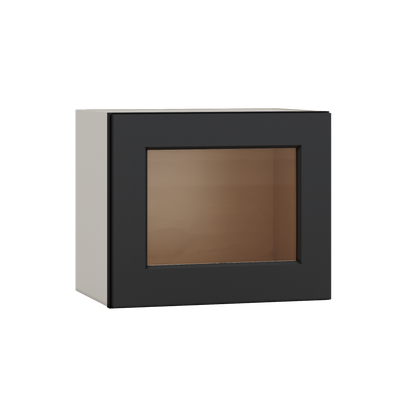 15" Tall 15HNS Hermosa Noir Black Shaker Stackable Glass Ready Wall Cabinet - Single Door 9", 12", 15", 18" & 21" Wide