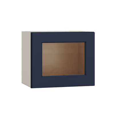 15" Tall NB29-Naval Blue Shaker Stackable Glass Ready Wall Cabinet - Single Door 9", 12", 15", 18" & 21" Wide