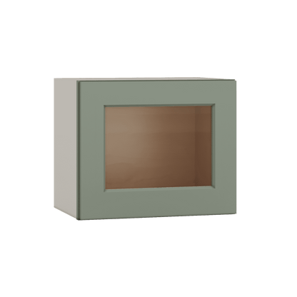 15" Tall Green Shaker Stackable Glass Ready Wall Cabinet - Single Door 9", 12", 15", 18" & 21" Wide