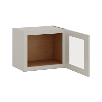 15" Tall 27LGDS Laguna Gray Double Shaker Stackable Glass Ready Wall Cabinet - Single Door 9", 12", 15", 18" & 21" Wide