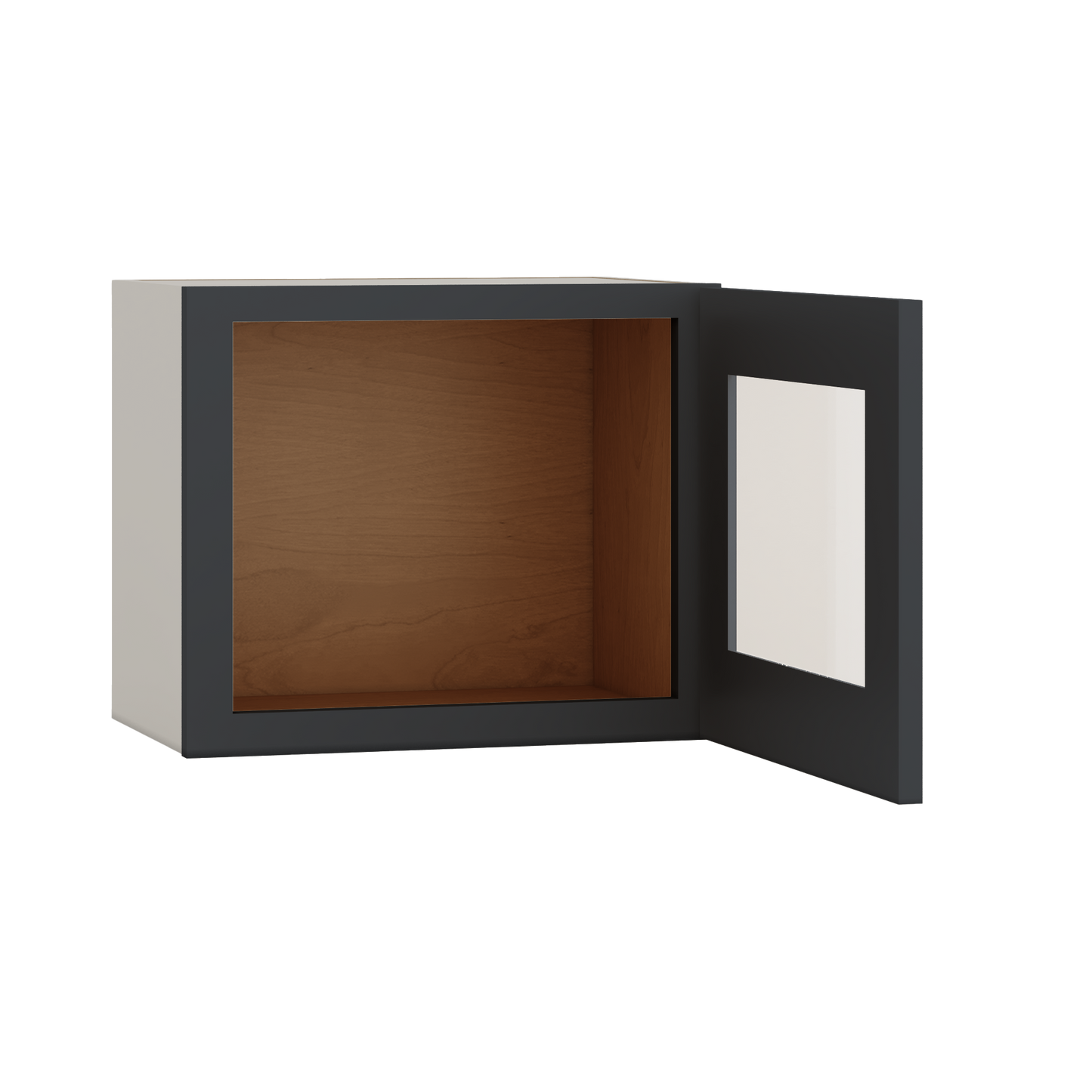 15" Tall 15HNS Hermosa Noir Black Shaker Stackable Glass Ready Wall Cabinet - Single Door 9", 12", 15", 18" & 21" Wide
