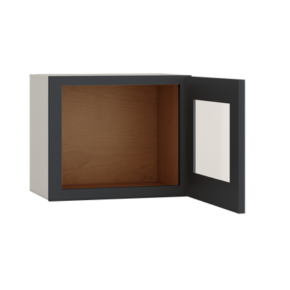 15" Tall 15HNS Hermosa Noir Black Shaker Stackable Glass Ready Wall Cabinet - Single Door 9", 12", 15", 18" & 21" Wide