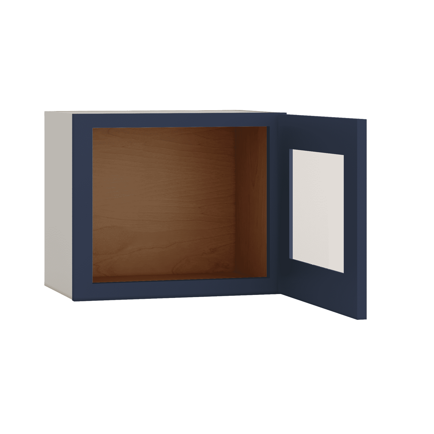 15" Tall NB29-Naval Blue Shaker Stackable Glass Ready Wall Cabinet - Single Door 9", 12", 15", 18" & 21" Wide