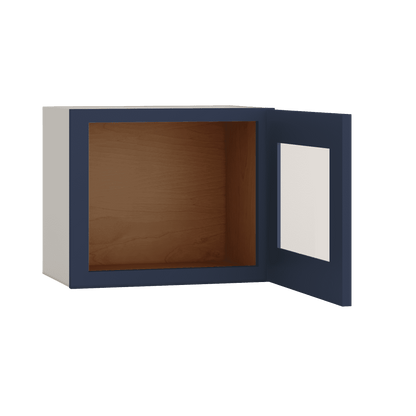 15" Tall NB29-Naval Blue Shaker Stackable Glass Ready Wall Cabinet - Single Door 9", 12", 15", 18" & 21" Wide