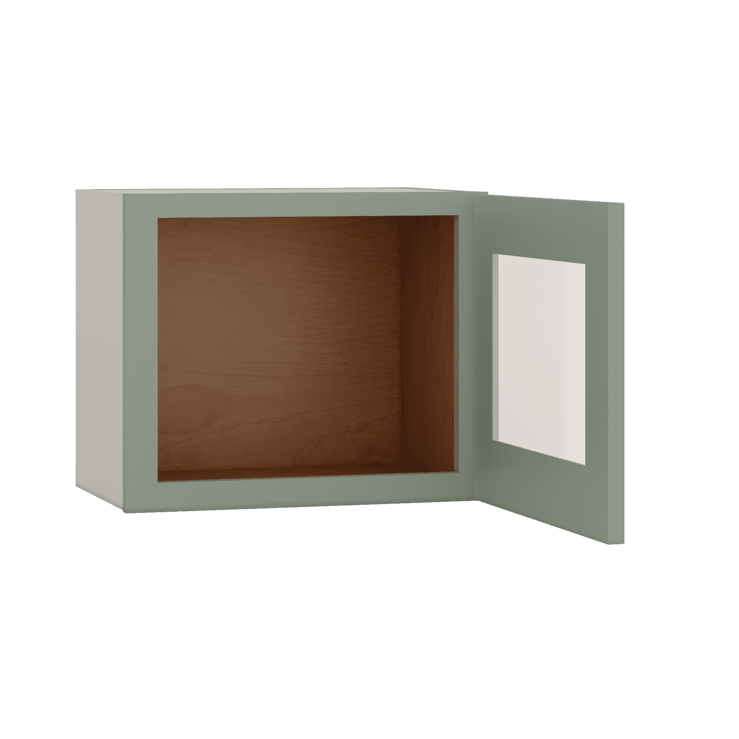 Stackable Wall Cabinet - Single Door 9", 12", 15", 18" & 21" Wide Green Shaker