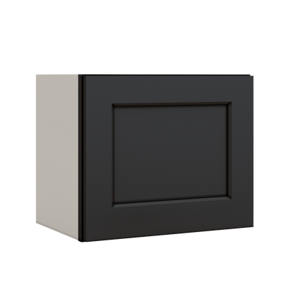 15" Tall 15HNS Hermosa Noir Black Shaker Stackable Wall Cabinet - Single Door 9", 12", 15", 18" & 21" Wide