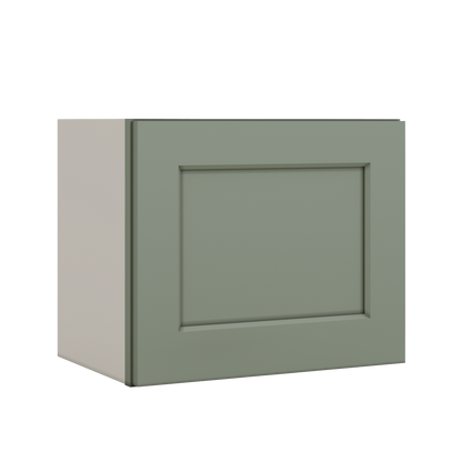 Stackable Wall Cabinet - Single Door 9", 12", 15", 18" & 21" Wide Green Shaker